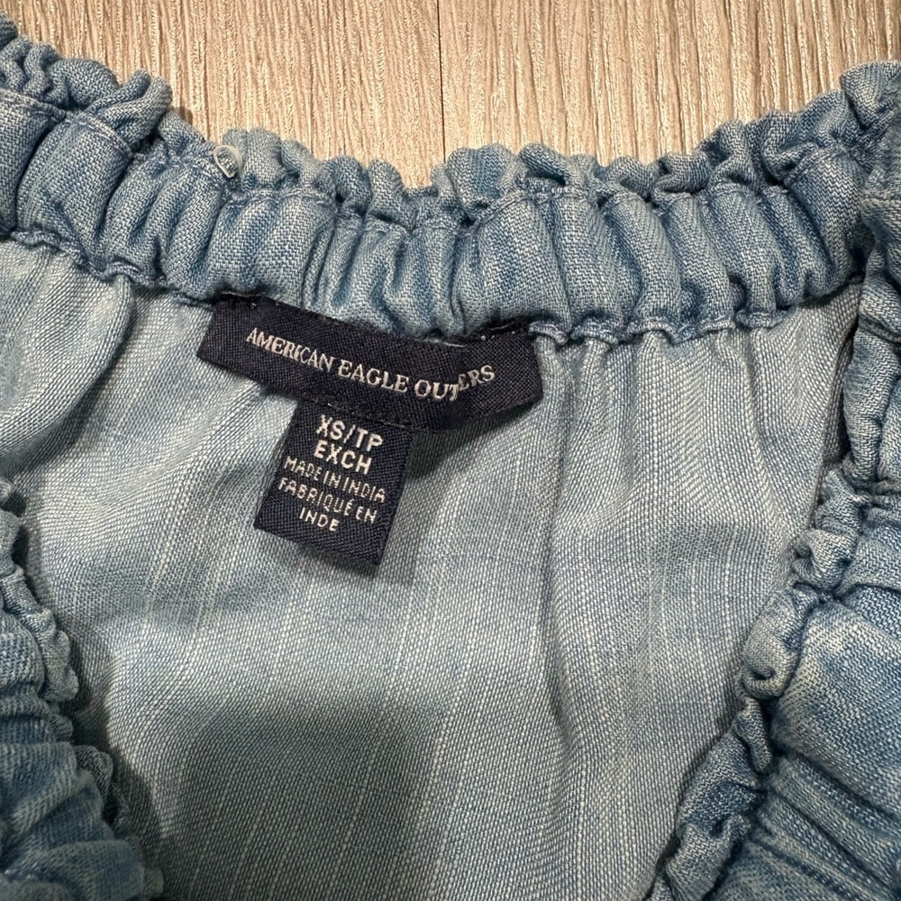 American Eagle Outfitters Light Blue Ruffled Romper - Picture 3 of 6